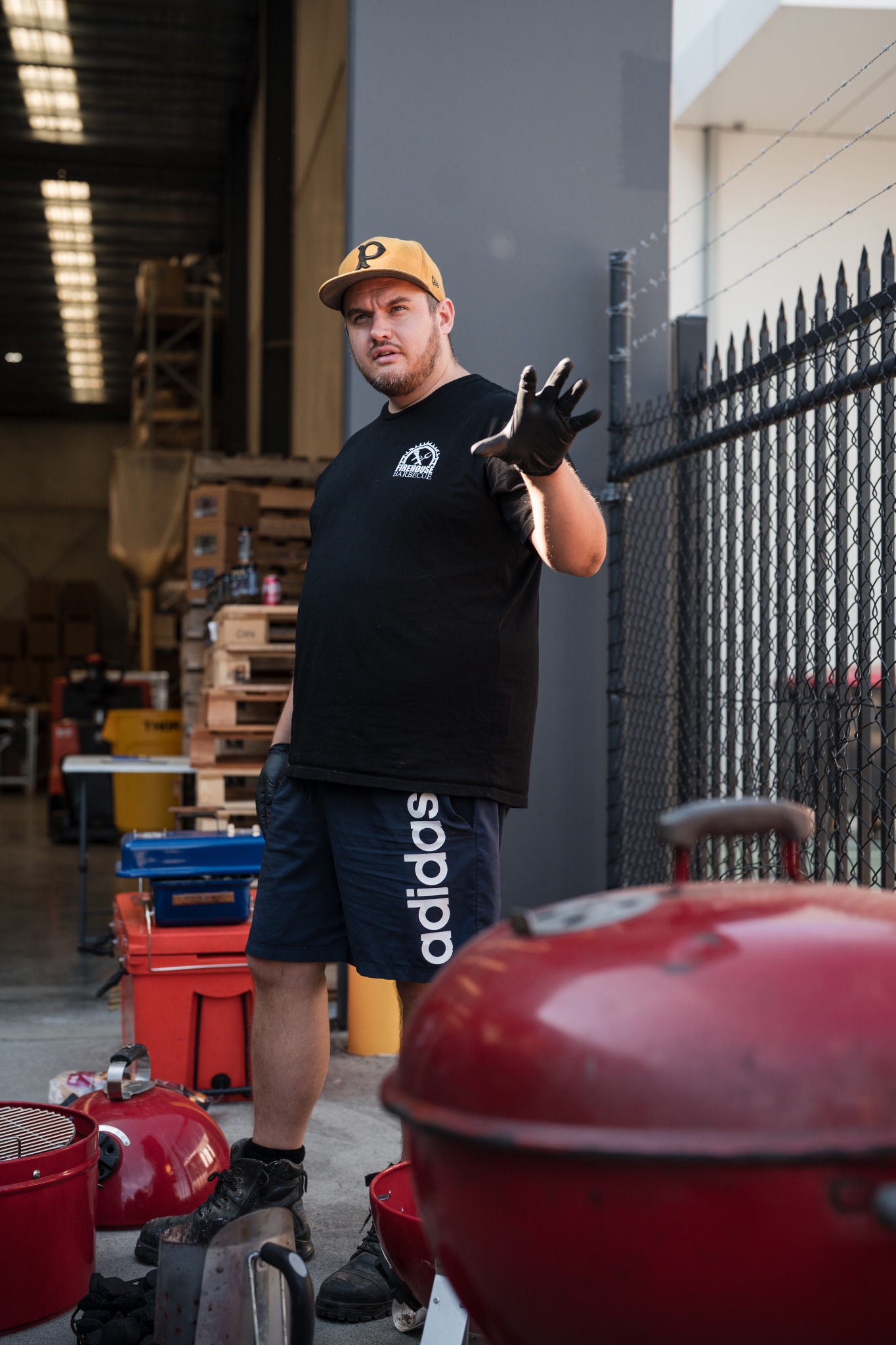 Ross explaining a barbecue technique during class